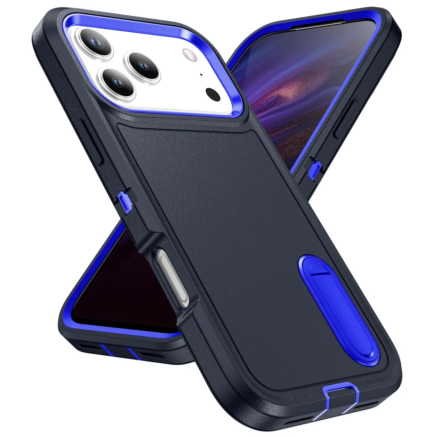 (azul Escuro, Iphone 15 Pro) Capa Resistente A Impactos, Proteção Reforçada, Capa Protetora Com Suporte Invisível.