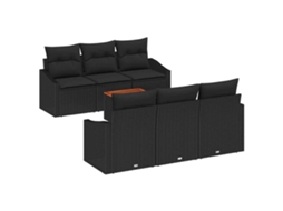 Conjunto de sofá de jardim 7 peças Preto Vime Pe MAISON EXCLUSIVE
