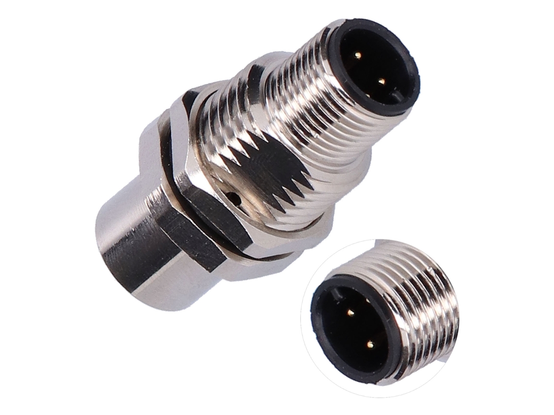 Conector Macho-fêmea Laxiscreed Ip67 Em Latão Niquelado Resistente À Água E Poeira