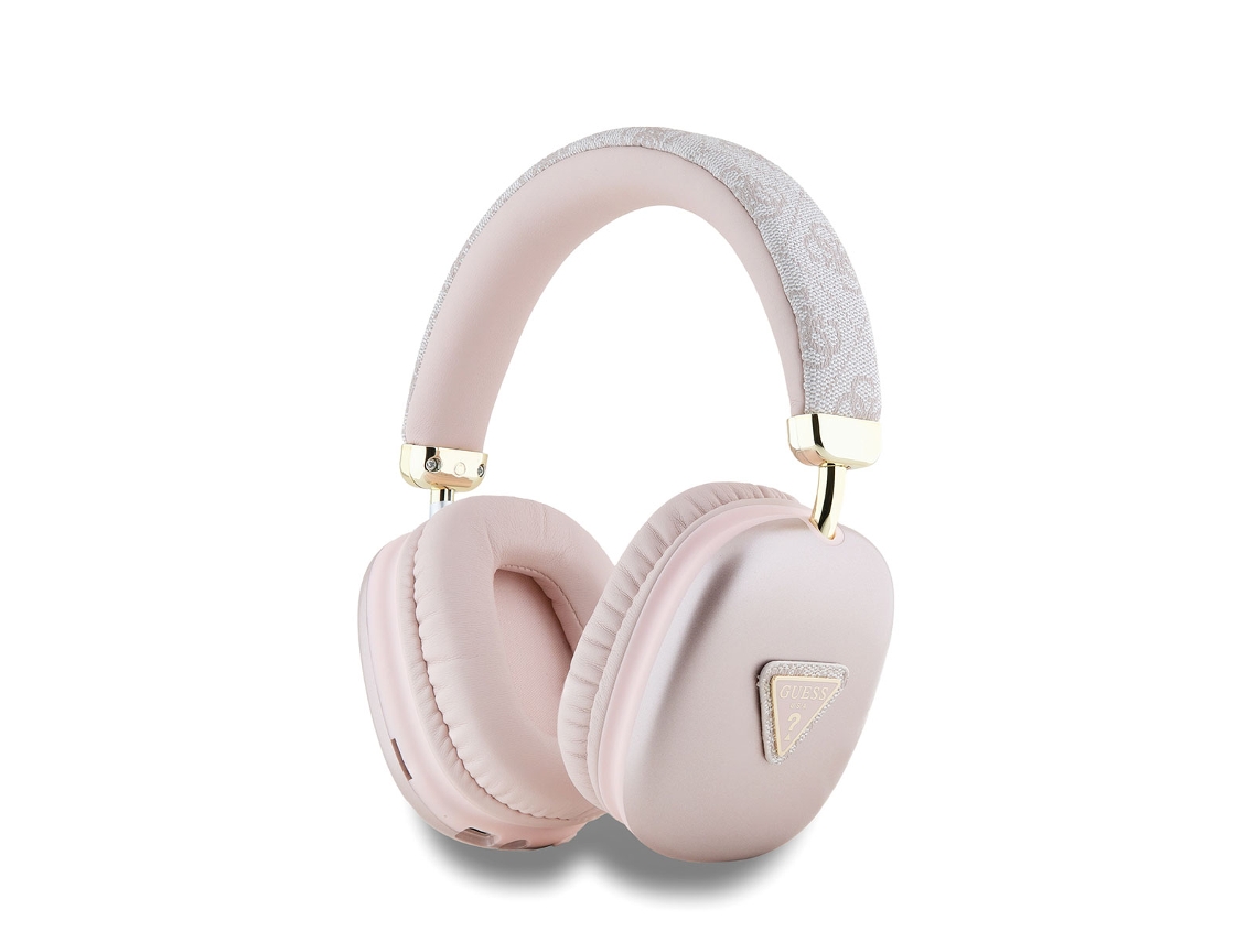 Guess Auricular sem fios Bluetooth 5.3 4G com padrão triangular Rosa