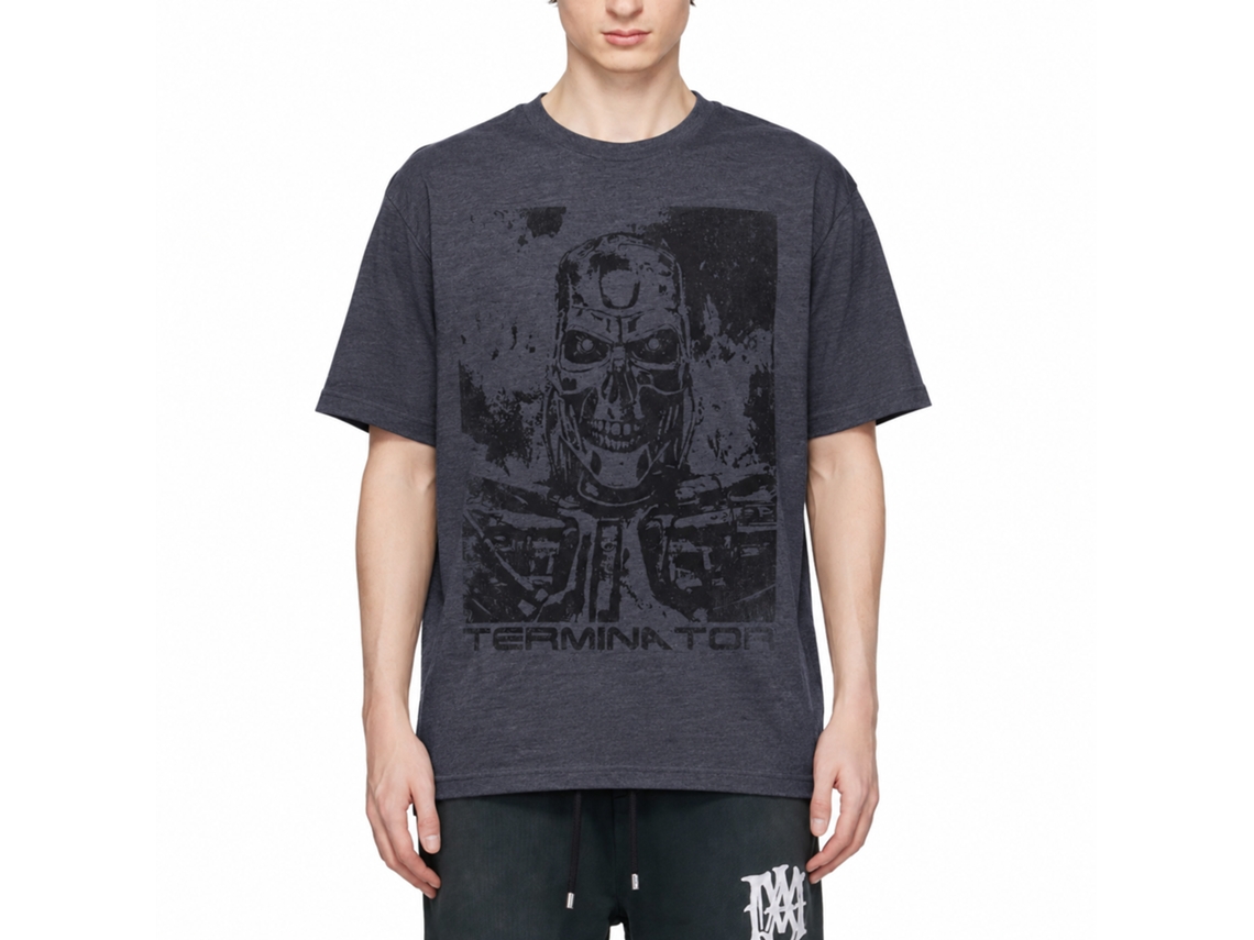 Rockinstone Terminator Black And Blu Heather Navy Adult T-shirt Size:xxl