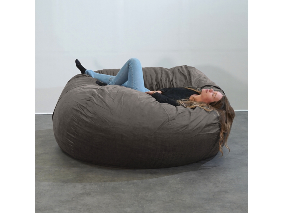 Pufe Gigante Microcamurça Cinzento 180 Cm