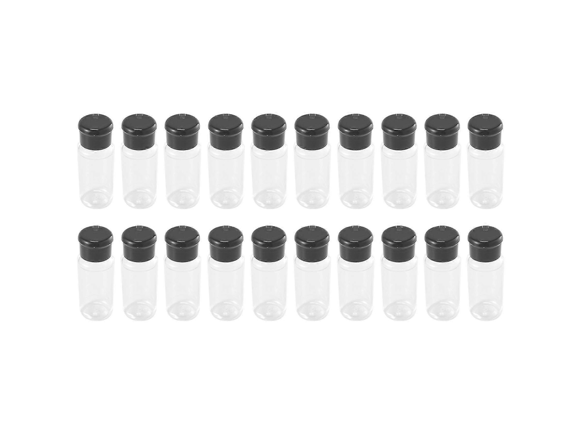 20 Peças/conjunto Frascos de Condimentos 100ml Preto Transparente Plástico Tampa Giratória 3.7x10cm