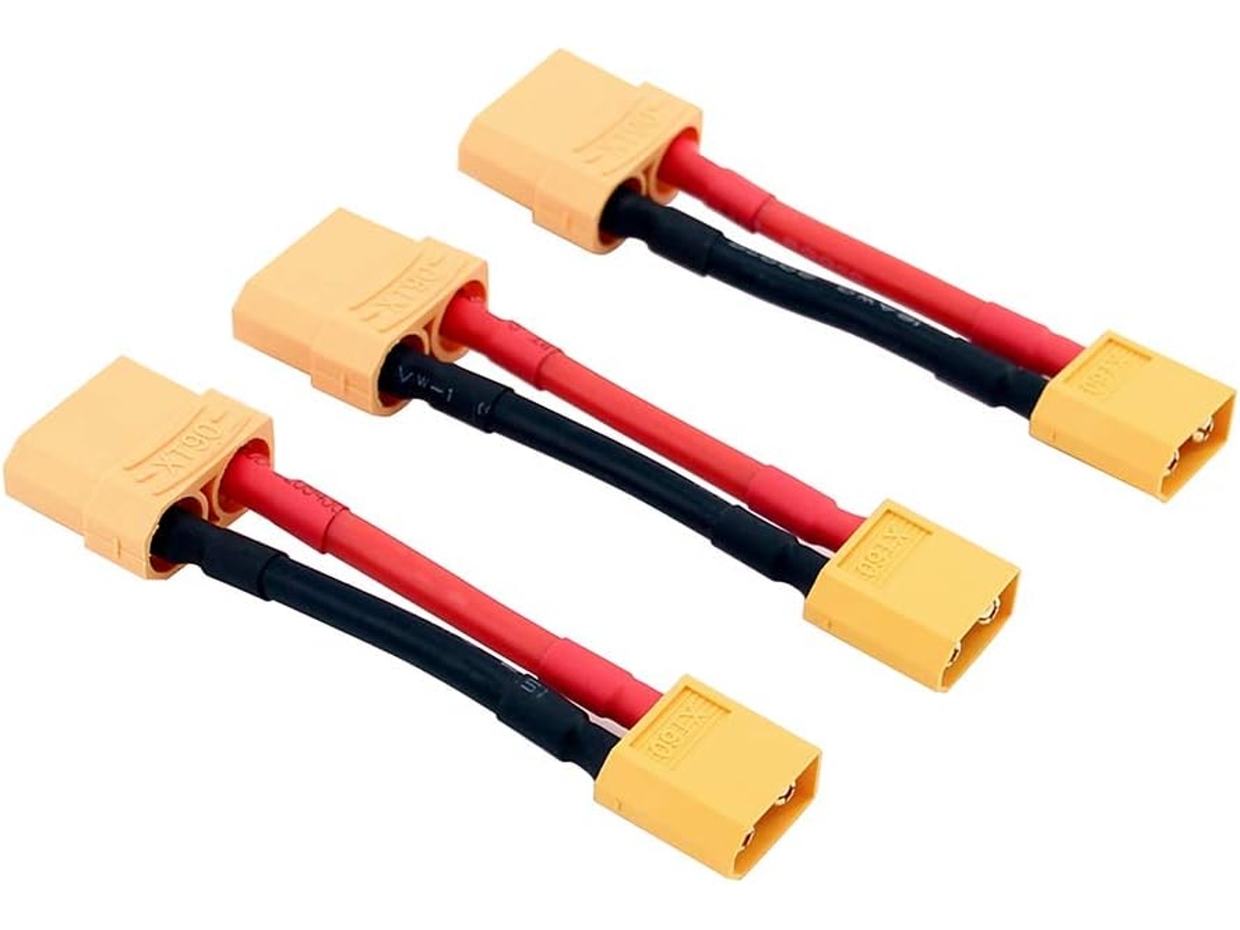 Conjunto de 3 adaptadores conversores de conector XT60 macho para XT90 fêmea com fio de 12 AWG de 1,96 polegadas (pacote com 3)