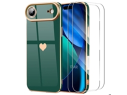 Capa Protetora - E.f.connection - Para Iphone Air - Tpu Com Estampa De Coração Verde Noturno - 2 Películas De Vidro Temperado