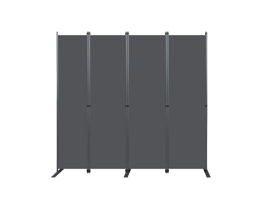 Paravente Cinza 4 Peças 204x180cm Dobrável Freestanding Para Interior Sala Quarto