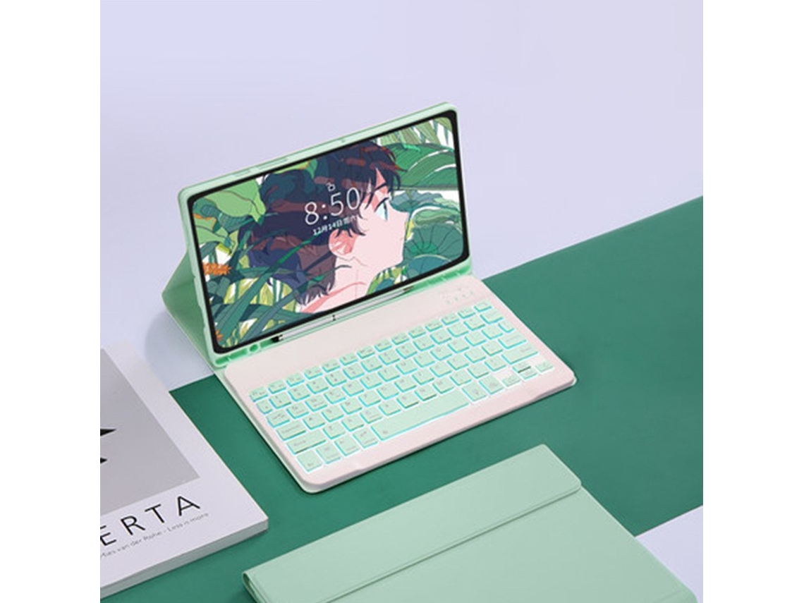 Capa Hexinyigjly Com Teclado Retroiluminado Para Samsung Tab A11 Plus Sm-x230/x235/x236 – 11" (2025) Verde