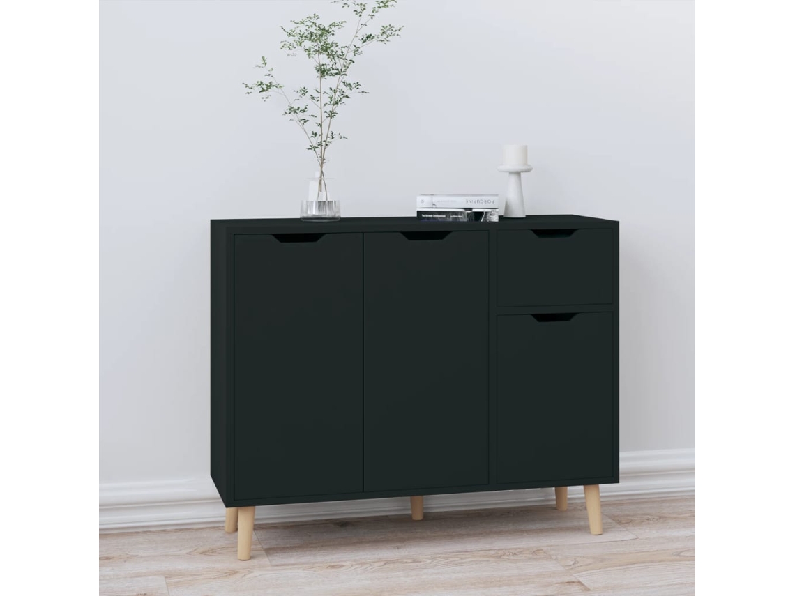 Vidaxl Aparador 90x30x72 Cm Derivados De Madeira Preto