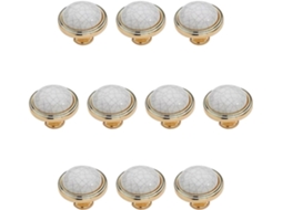 Conjunto De 12 Puxadores Redondos Cerâmica Para Portas Armários E Gavetas, Com Acabamento Dourado Puxadores De Liga