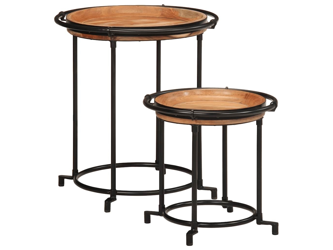 Vidaxl 2 Pcs Conjunto De Mesa De Apoio Madeira De Acácia Maciça