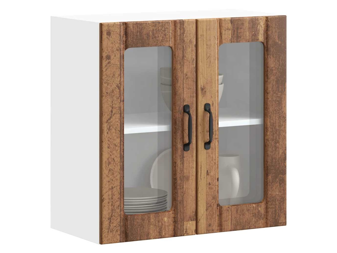 Vidaxl Armário De Parede De Cozinha Porta Vidro Lucca Madeira Velha