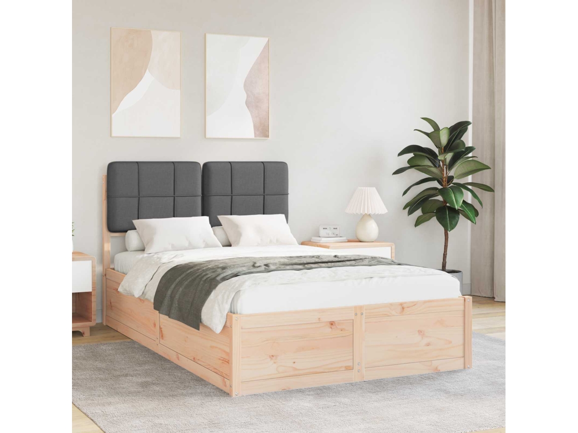 Vidaxl Estrutura De Cama Com Cabeceira Estofada Cinza Escuro