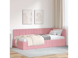 Vidaxl Estrutura De Cama De Canto Rosa 90 Cm X 200 Cm Veludo