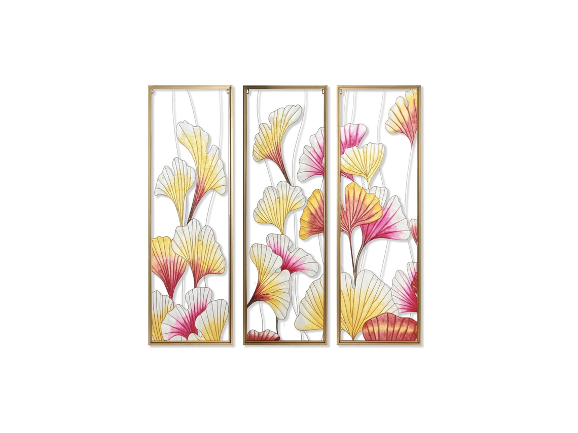 Conjunto de 3 Enfeites de Parede em Metal, em Formato de Folhas, 122x3x122cm ALEXANDRA HOUSE LIVING