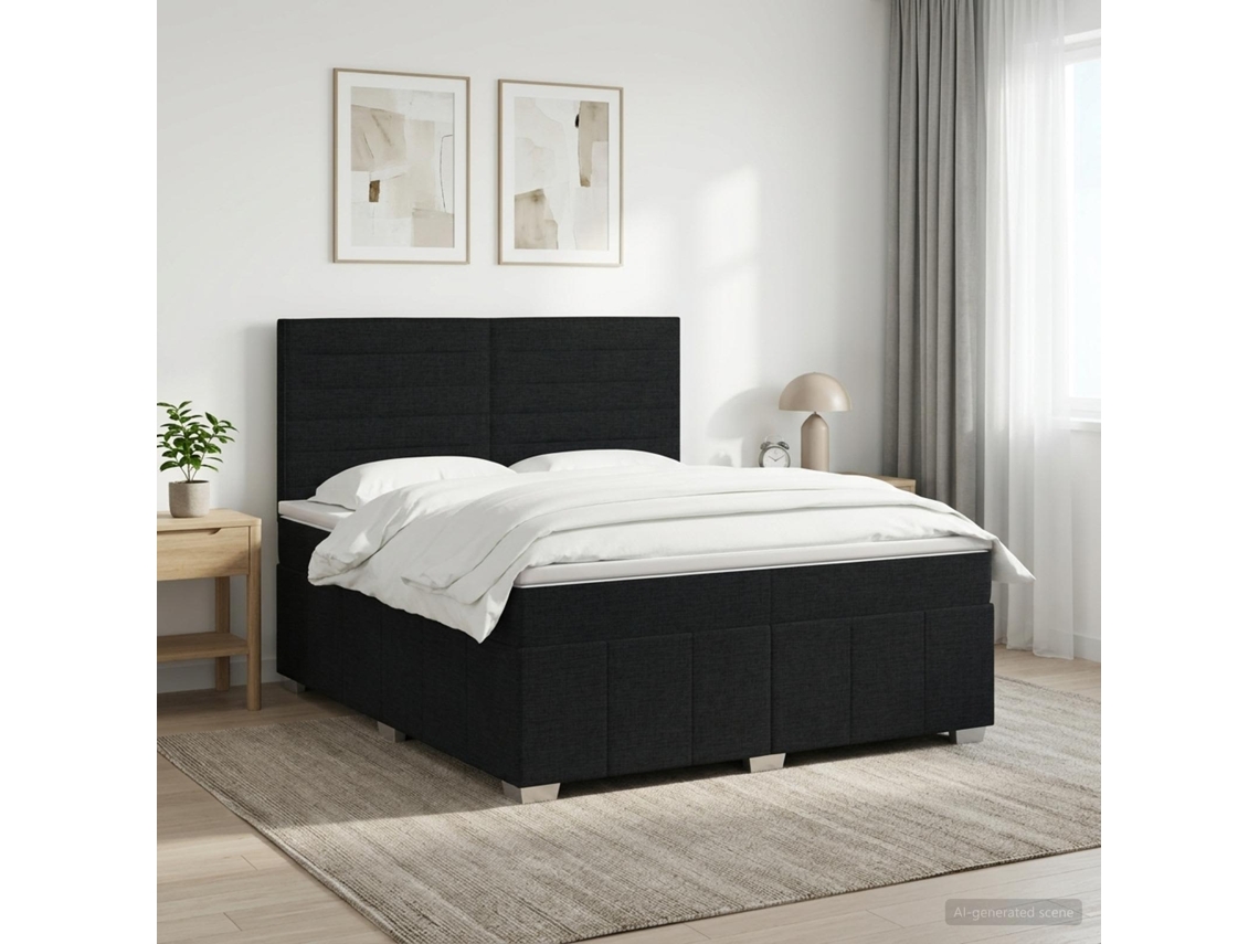 Vidaxl Cama Box Spring Com Colchão Preto 180 X 200 Cm Tecido