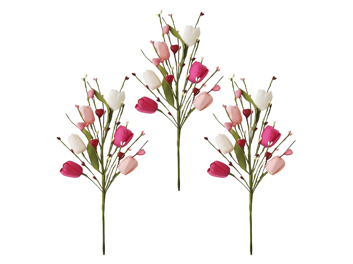 Laxiscreed Ramos De Tulipas Artificiais Com Corações Para Dia Dos Namorados, 3 Peças