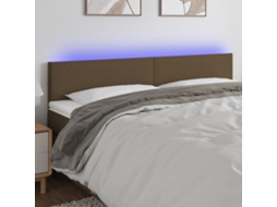 Cabecero con luces LED, tela marrón, 160x5x78/88 cm