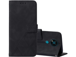 Película de Ecrã Fólio com Cordão Protetora Hd Fecho para Nokia 3.4/5.4 HONGWE. Pele Sintética Preto