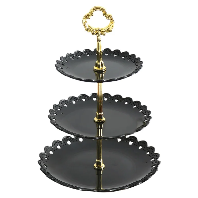 Suporte de Três Andares para Bolos e Doces, Suporte para Frutas e Salgadinhos, Torre de Buffet MDUG