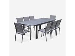 Conjunto De Jardim Com Mesa Extensível Em Alumínio Com 8 Cadeiras, Antracite E Cinza Taupe