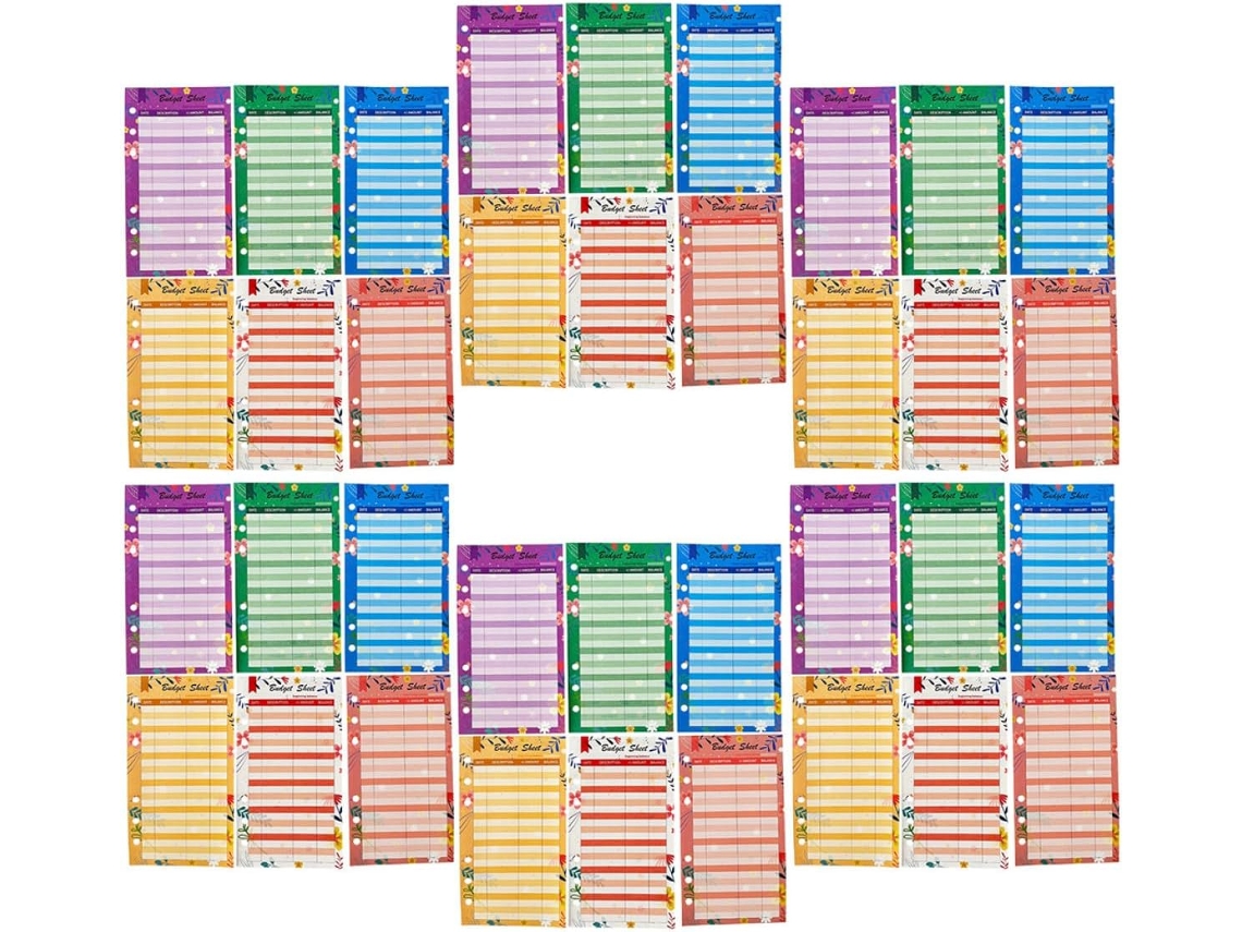 Inserts De Planification Budgétaire 36 Feuilles À Six Trous Papier Extra-épais Résistant Déchirure Portable