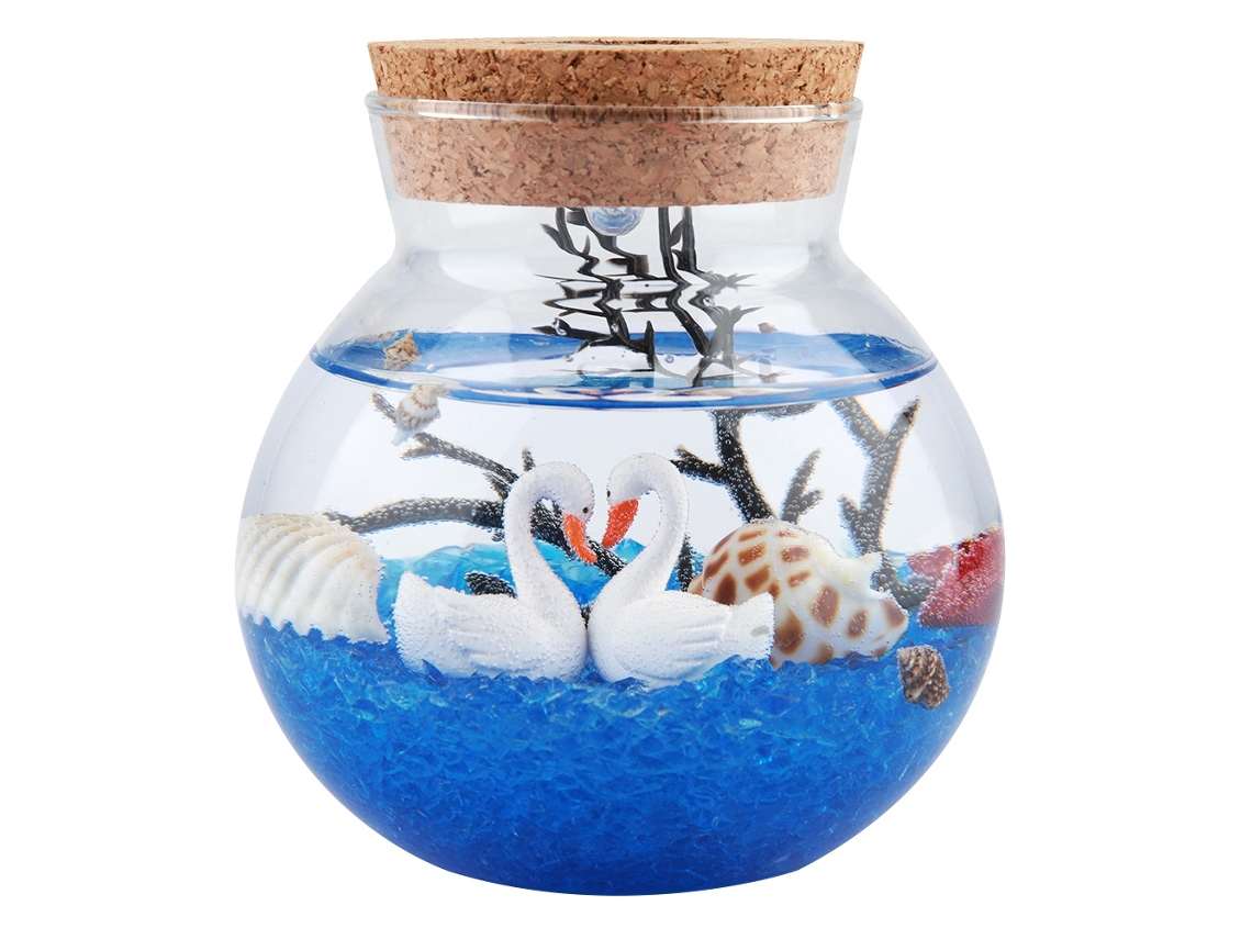 Lâmpada de Mesa Micro Paisagem com Garrafa Desejos Colorida