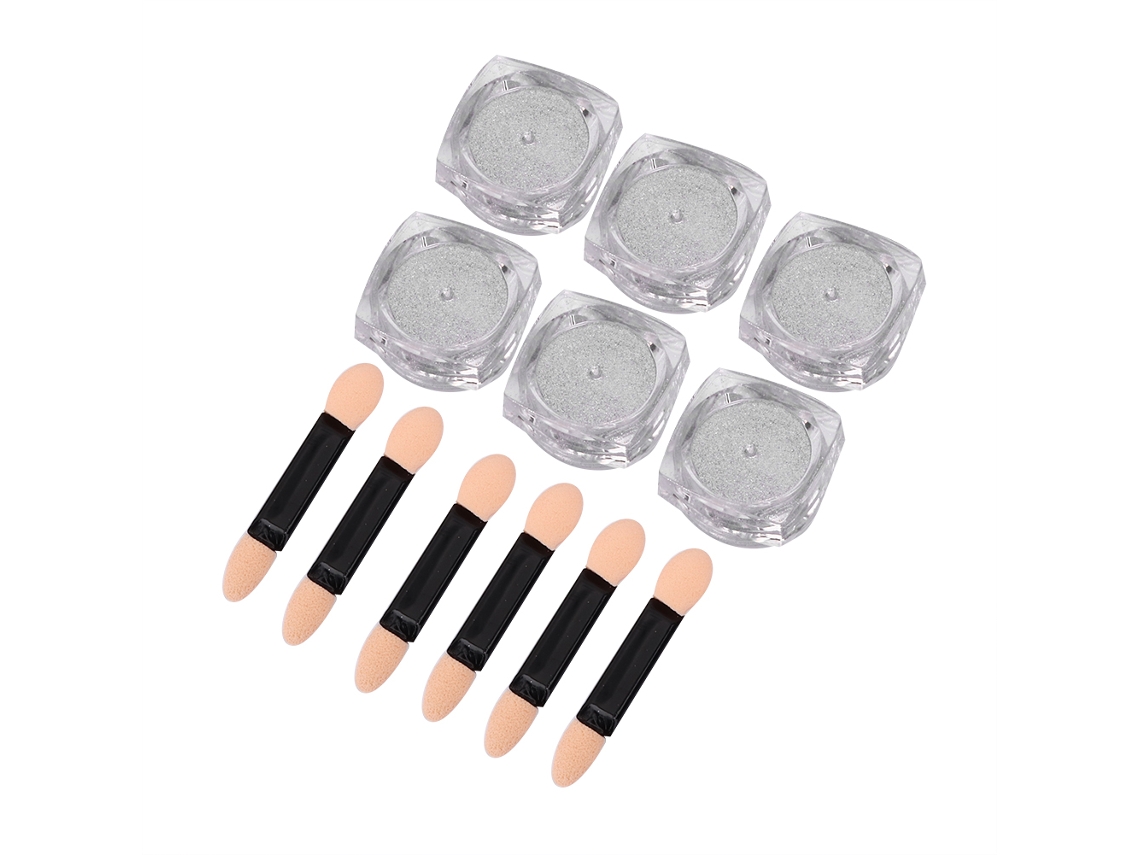 Pó De Unhas Para Arte De Unhas Com 6pcs 0.5g Glitter Pigment Decoração Tcl-12 Com Pincéis Para Salão E Casa
