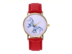 Relógio de pulso masculino elegante, para uso casual, durável, analógico de quartzo, vermelho.