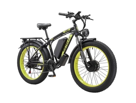 Bicicleta Elétrica para Neve de Montanha 2 Motores de 1000W Total 2000W 55Km/H 23Ah KETELES K800 Pro-Verde