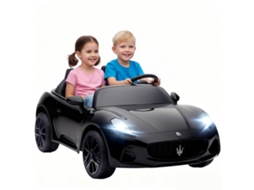 Electric Car Preto Para Crianças, 2 Lugares, 12v A Bateria, Controle Remoto, Luzes De Led, Função Música,