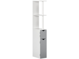 Coluna Compacta com Duas Prateleiras e Armários, 15,2x29,8x118cm, Branco e Cinza. QINGYU TECH