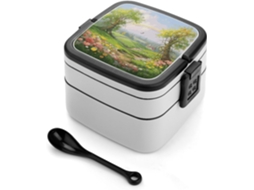 Marmita Bento De Dupla Camada Com Design Minimalista Moderno, Empilhável, À Prova De Vazamentos, Formato Retangular