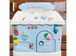 Ats hucha de Porco Azul com 1 Adesivo e 5 Acessórios, Hucha Infantil para Meninas, Design Cartoon