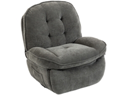 Poltrona Relax Chenille Manual, Giratória E Baloiço 360°, Assento Amplo, Encosto Alto, Mobiliário Casa, Cinza Claro