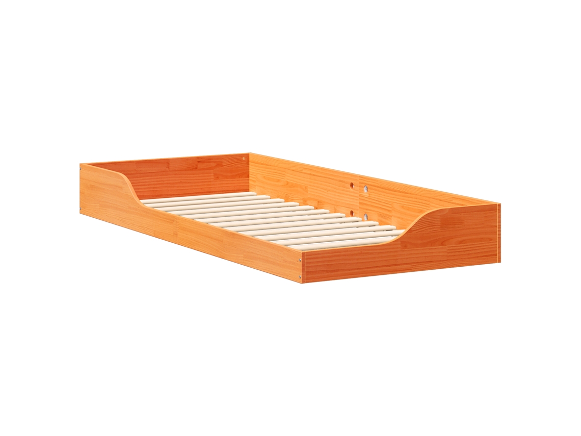 Conjunto 1 Cama De Plataforma Vidaxl Castanho Madeira De Pinho Maciça (100 X 210 Cm)