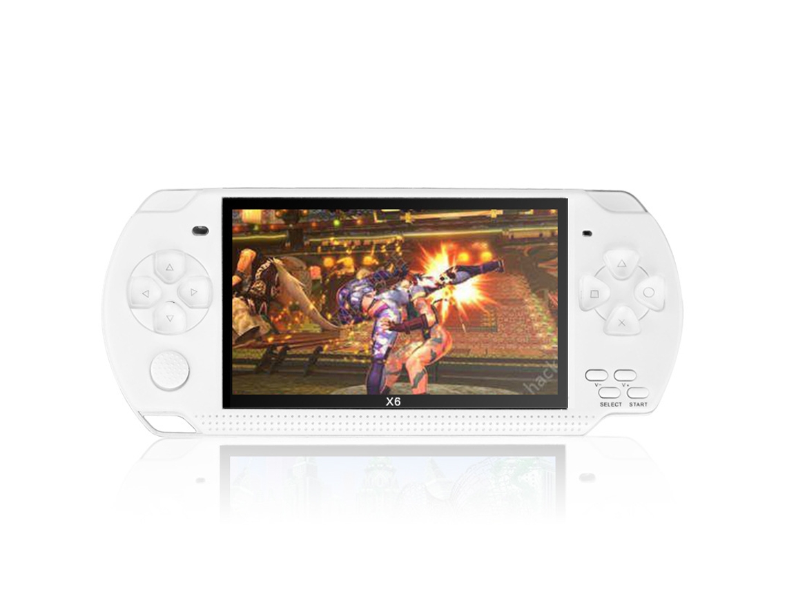 Console PSP Portátil YUNZII 4.3 Polegadas Arcade X6 FC Eletrônico GBA NES Branco