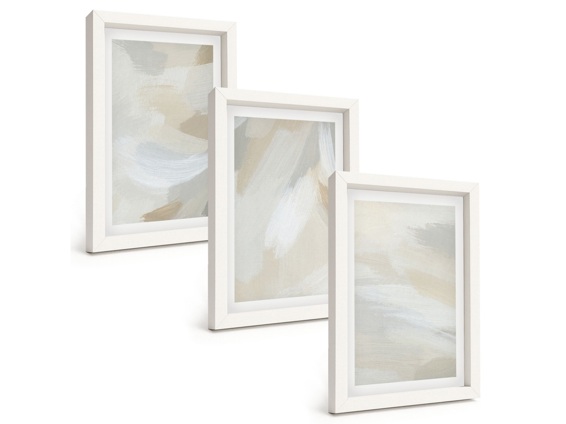 Um Conjunto De Imagens Decorativas Em Uma Moldura Pinceladas De Fundo Abstratas Moldura Branca Pinturas De Quarto Espelharte (3 Peças 20x30 Cm)