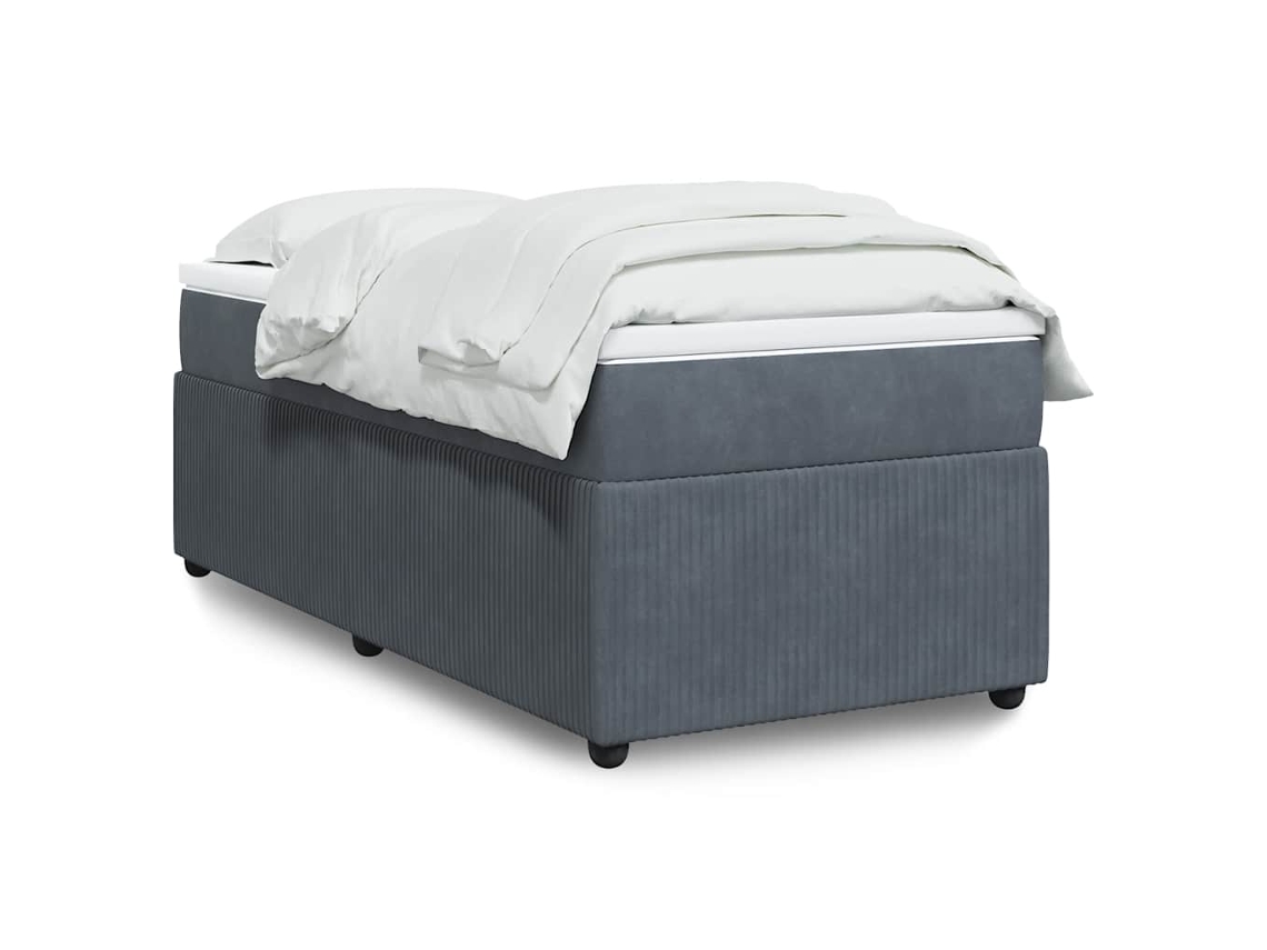 Vidaxl Cama com Molas/colchão 90x200 Cm Veludo Cinza escuro