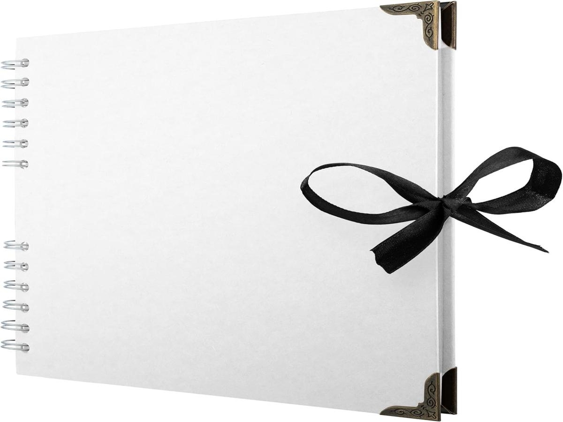 Álbum de fotos Lurelia Scrapbook, 21x21 cm, 60 páginas, Fecho Com Fita, Scrapbook, Cor Branco