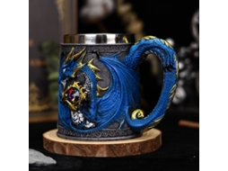 Caneca Retrô 3d De Aço Inoxidável Com Dragão Para Cerveja E Chá Em Relevo, Presente Criativo, 450ml, 24001 4 Azul Aquaforge