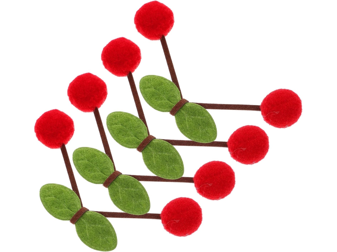 Conjunto de 4 presilhas de cabelo texturizadas com estampa de cereja para penteados com franja - Fáceis de usar