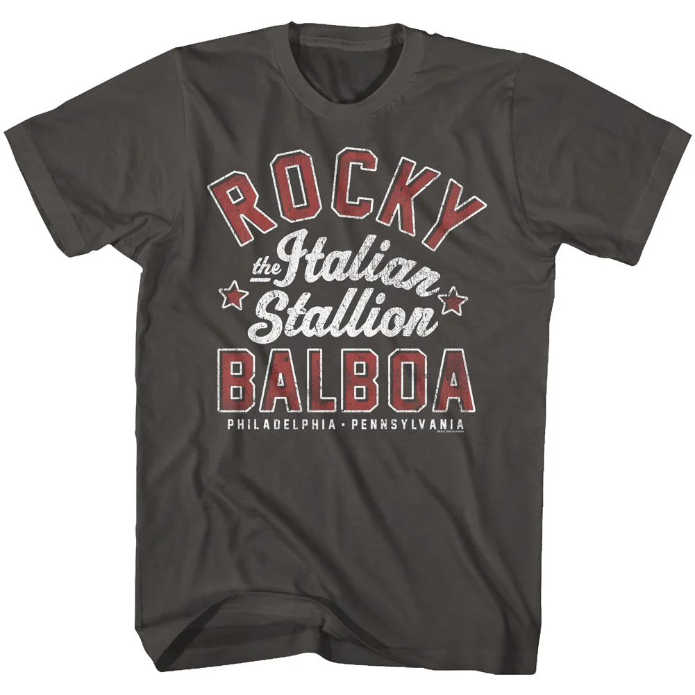 Rockinstone Rocky Movie The Italian Stallion Solid Smoke Adult T-shirt Size:xxl