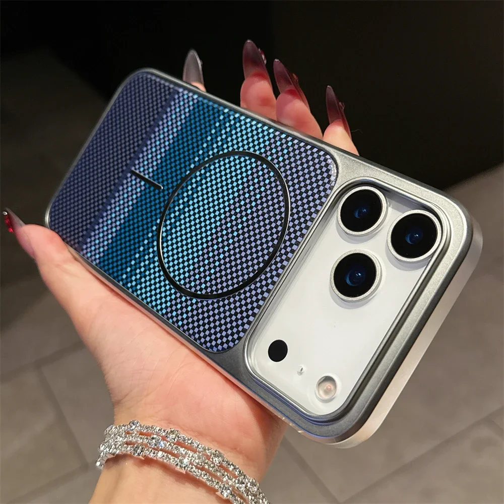 (azul, Iphone Air) Capa Com Acabamento Galvanizado – Resistente A Impactos, Magnética, Compatível Com Carregamento Sem Fio