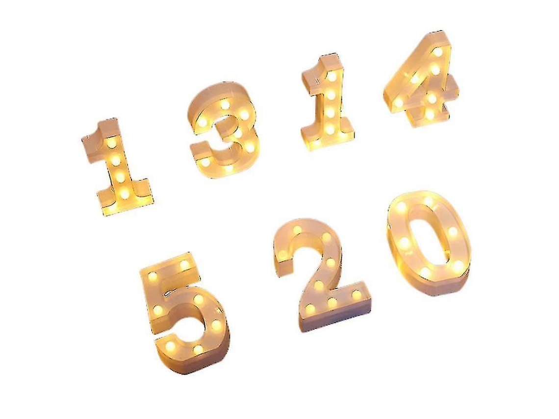 Omni números Led Iluminados 22cm Blanco 0 9 para Bodas Cumpleaños Fiesta Lámpara Con Baterías Número 0