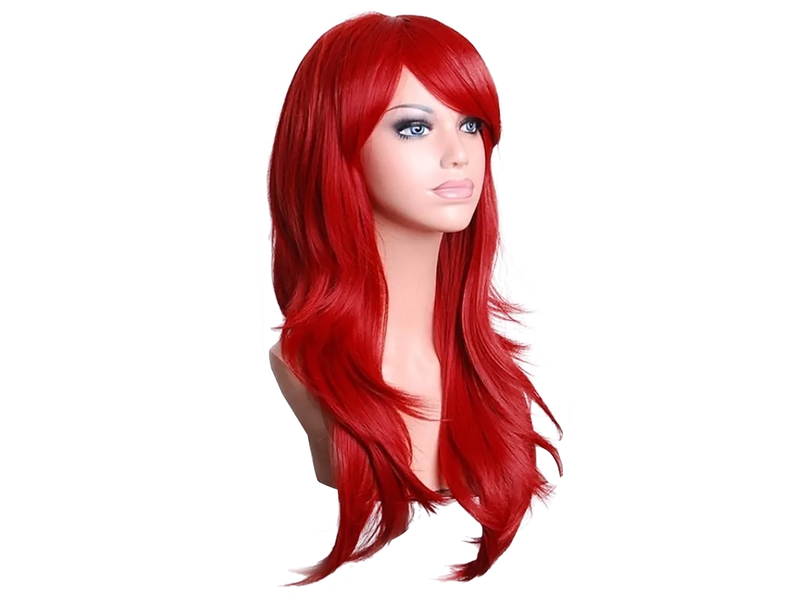 Cabelo ruivo longo e encaracolado para festas de cosplay