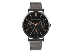 Reloj De Pulsera De Cuarzo Con Cinturón De Malla Tres Ojos Para Hombre Y Mujer Negro