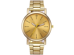 Relógio de pulso analógico unissex em aço com movimento de quartzo, design simples e elegante (dourado)