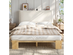 Cama Solteiro Estofada 140x200 Cm Pinho Maciço Cabeceira Ripas Natural