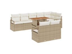 Conjunto 9 Conjunto De Sofá De Jardim Vidaxl Bege Vime Pe (100 X 55 X 73 Cm)