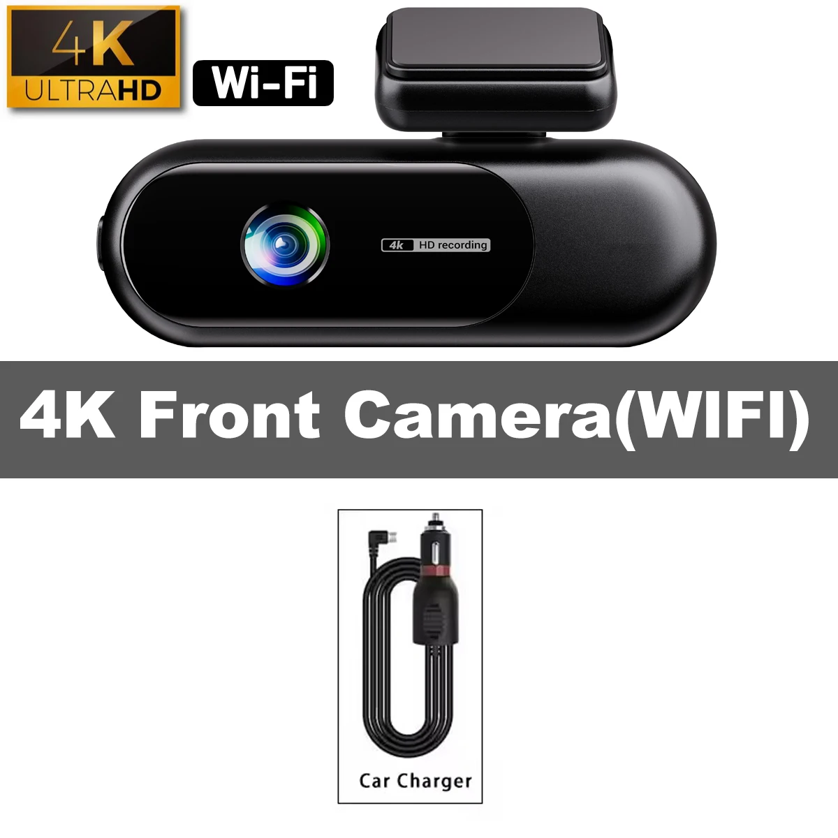 Câmera Veicular com Wi fi e Tela Dupla de Visualização 4k+1080p. MDUG (cartão Sd de 128 Gb, Câmera Frontal 4k)